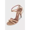 Beige leather stiletto sandals