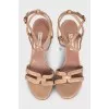 Beige leather stiletto sandals