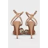 Beige leather stiletto sandals
