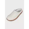 Gray suede clogs