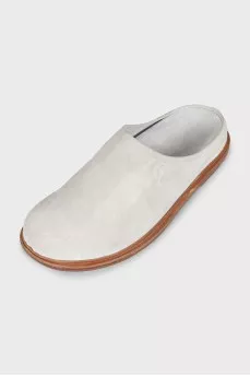 Серые сабо из замши