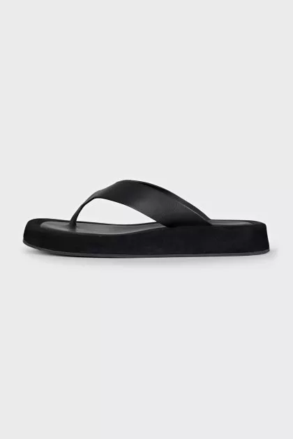 Ginza leather and suede slides