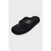 Ginza leather and suede slides
