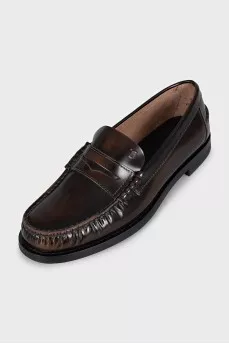 Dark brown leather loafers