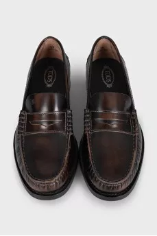 Dark brown leather loafers