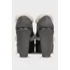 Suede insulated wedge ankle boots