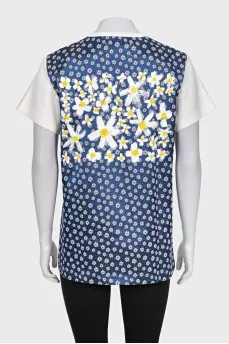 White T-shirt with floral print on the back