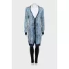 Straight cardigan with buttons in animal print