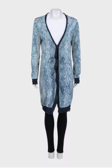 Straight cardigan with buttons in animal print