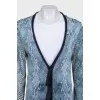 Straight cardigan with buttons in animal print
