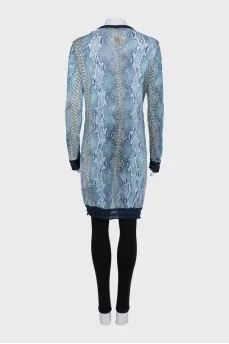 Straight cardigan with buttons in animal print
