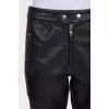 Black trousers with colored leather inserts