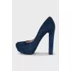 Blue high heels with rhinestones