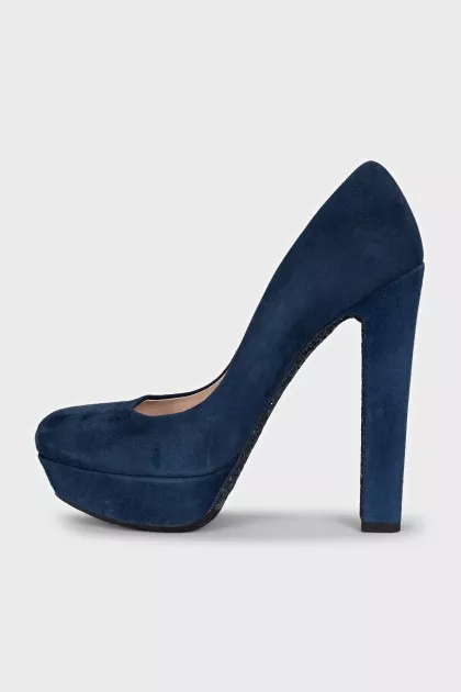 Blue high heels with rhinestones