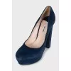Blue high heels with rhinestones