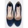 Blue high heels with rhinestones