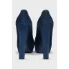 Blue high heels with rhinestones