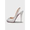 Silver leather heeled sandals