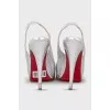 Silver leather heeled sandals
