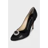 Textile shoes with leather inserts