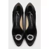 Textile shoes with leather inserts