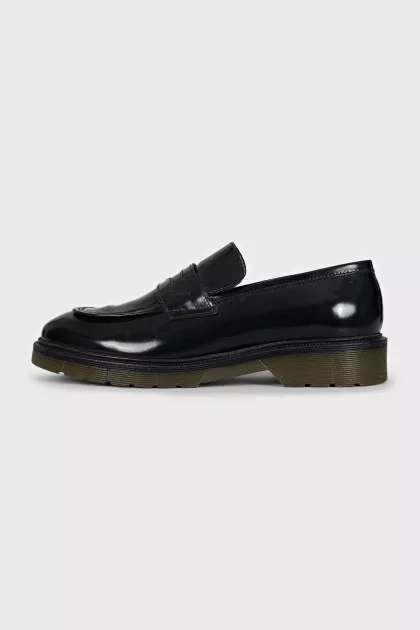 Black patent leather loafers