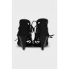 Suede lace-up wedge sandals