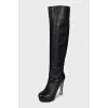 High-heeled leather boots
