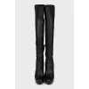 High-heeled leather boots