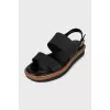 Leather sandals with adjustable buckle