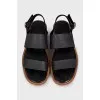 Leather sandals with adjustable buckle