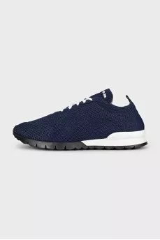 Blue mesh textile sneakers