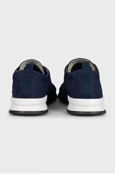 Blue mesh textile sneakers