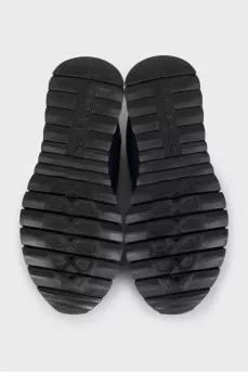 Blue mesh textile sneakers