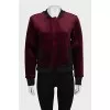Dark red velvet bomber jacket