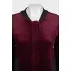 Dark red velvet bomber jacket