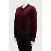 Dark red velvet bomber jacket