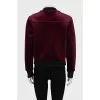 Dark red velvet bomber jacket