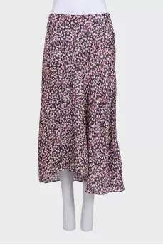 Purple printed midi skirt