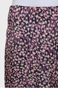 Purple printed midi skirt