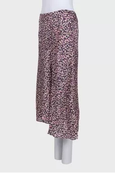 Purple printed midi skirt
