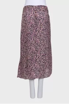 Purple printed midi skirt