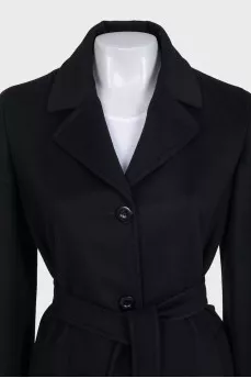 Black coat with belt and pockets