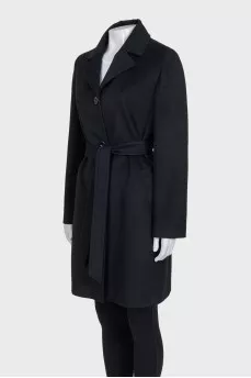 Black coat with belt and pockets