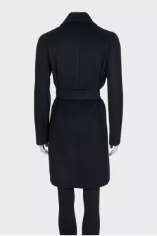 Black coat with belt and pockets