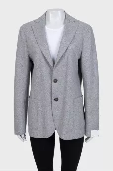 Gray jacket with tag