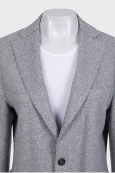 Gray jacket with tag