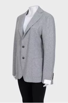 Gray jacket with tag