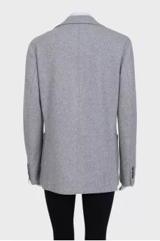 Gray jacket with tag