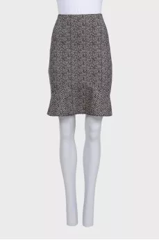 Black and white printed skirt suit
